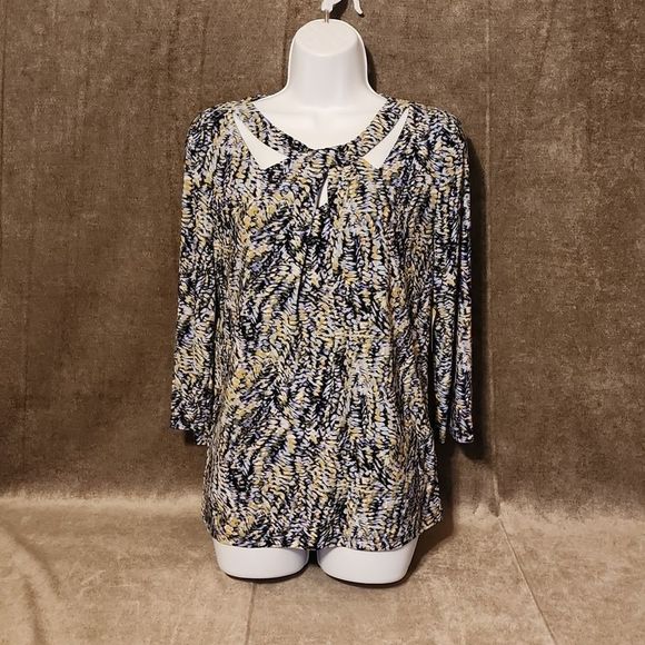 Kasper Tops - Kasper Printed Twist-Neck Top